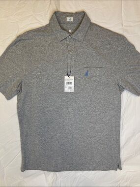 johnnie-O Heather Gray Polo with Subtle Chest Pocket